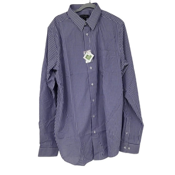 KS SIGNATURE PURPLE AND WHITE CHECKERED BUTTON DOWN SIZE 17 39/0 TALL - Picture 1 of 4